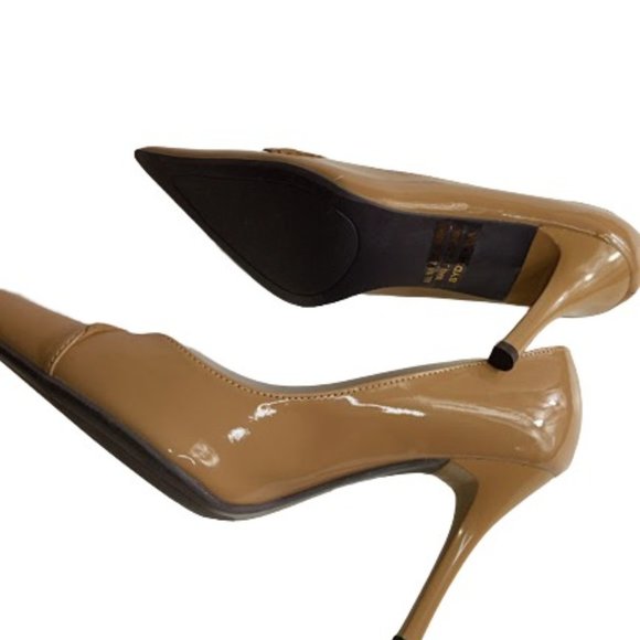 Miss Me Womens Sydney Pumps Taupe Camel Patent Pointed Toe High Heel 8.5 New - Picture 7 of 7
